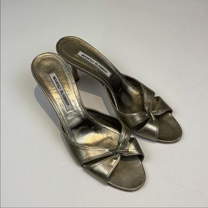 Manolo Blahnik heels, size 39.5 gold/silver